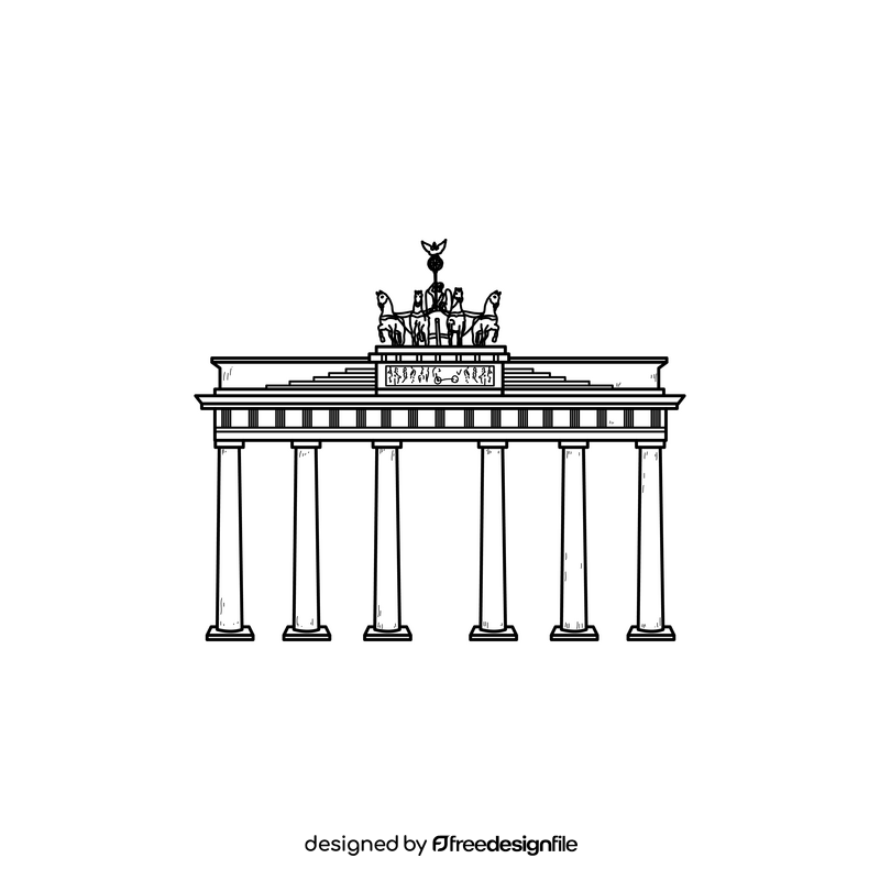 Brandenburg Gate drawing black and white clipart