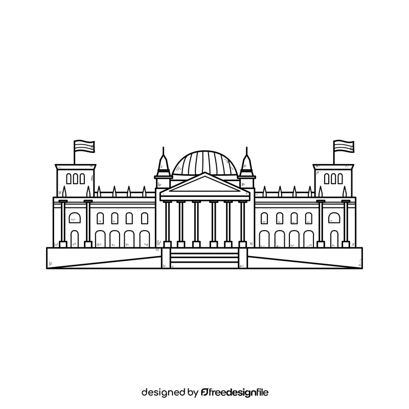 Reichstag building drawing black and white clipart