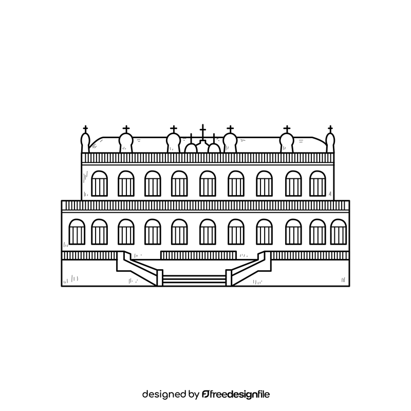 Zwinger palace drawing black and white clipart