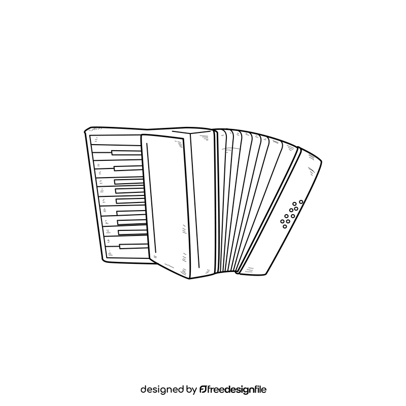 Accordion drawing black and white clipart