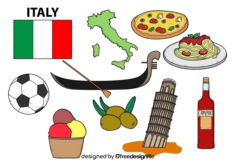 Italy drawing set vector
