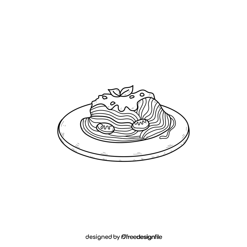 Italian pasta spaghetti drawing black and white clipart