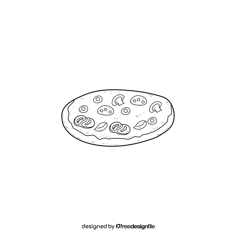 Italian pizza drawing black and white clipart