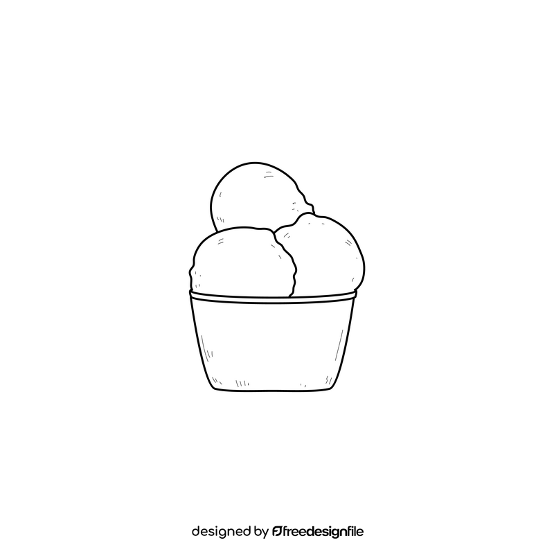 Gelato ice cream drawing black and white clipart