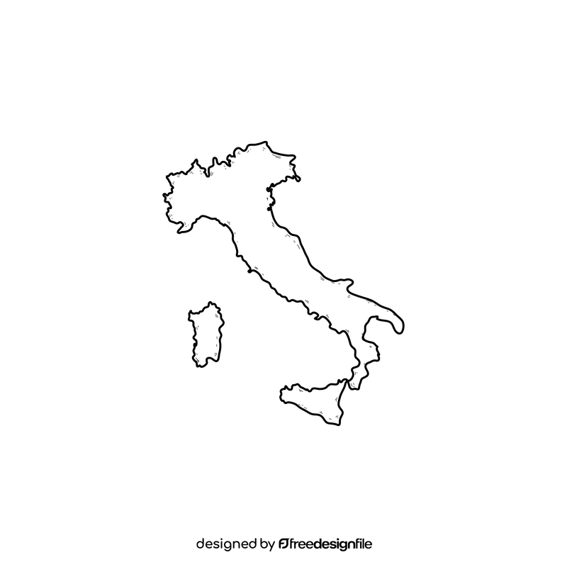 Italy map drawing black and white clipart
