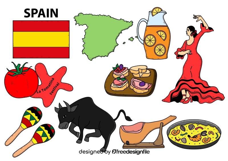 Spain drawing set vector