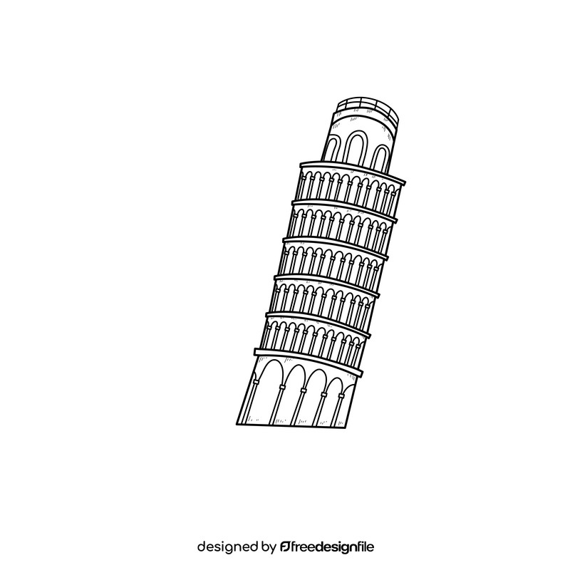 Leaning Tower of Pisa drawing black and white clipart