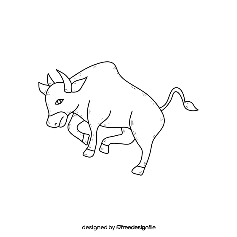 Bull cartoon drawing black and white clipart