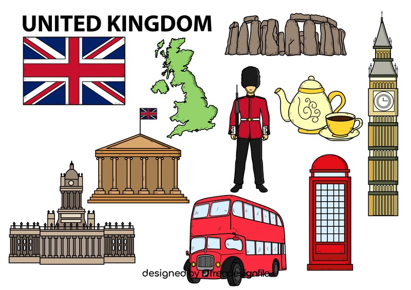 United Kingdom drawing set vector
