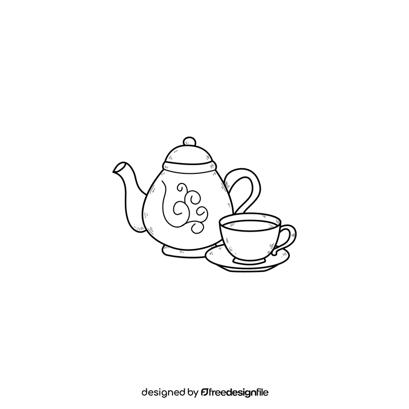 England tea drawing black and white clipart