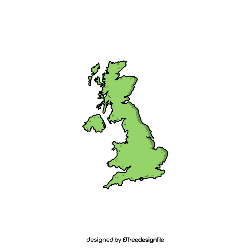 UK United Kingdom map drawing clipart