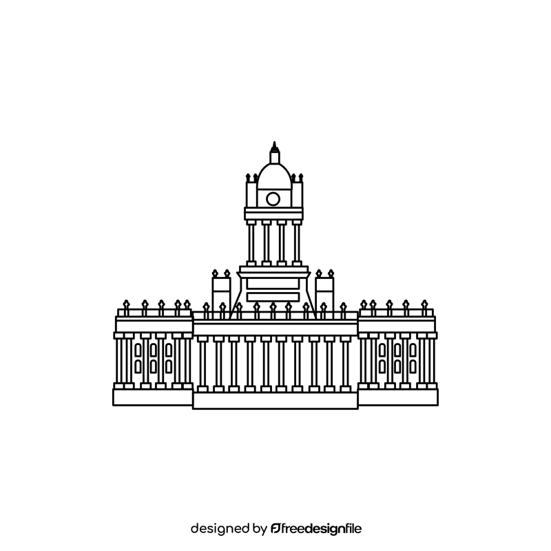 Leeds Town Hall drawing black and white clipart