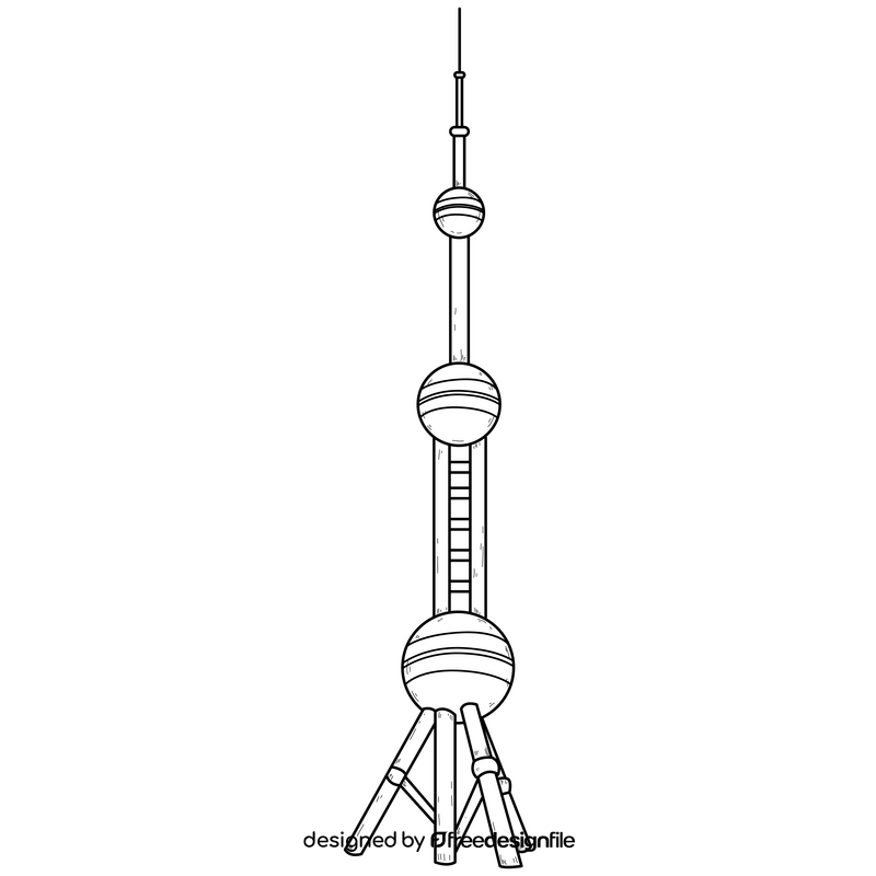 Oriental Pearl Tower drawing black and white clipart