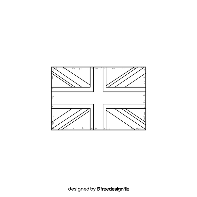 United Kingdom flag drawing black and white clipart