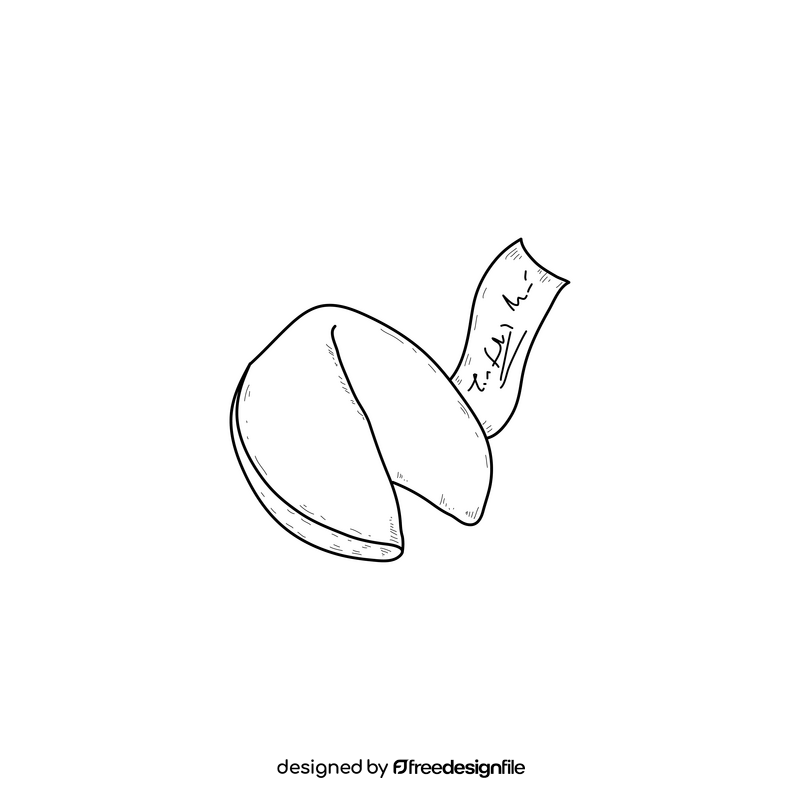 Fortune cookie drawing black and white clipart