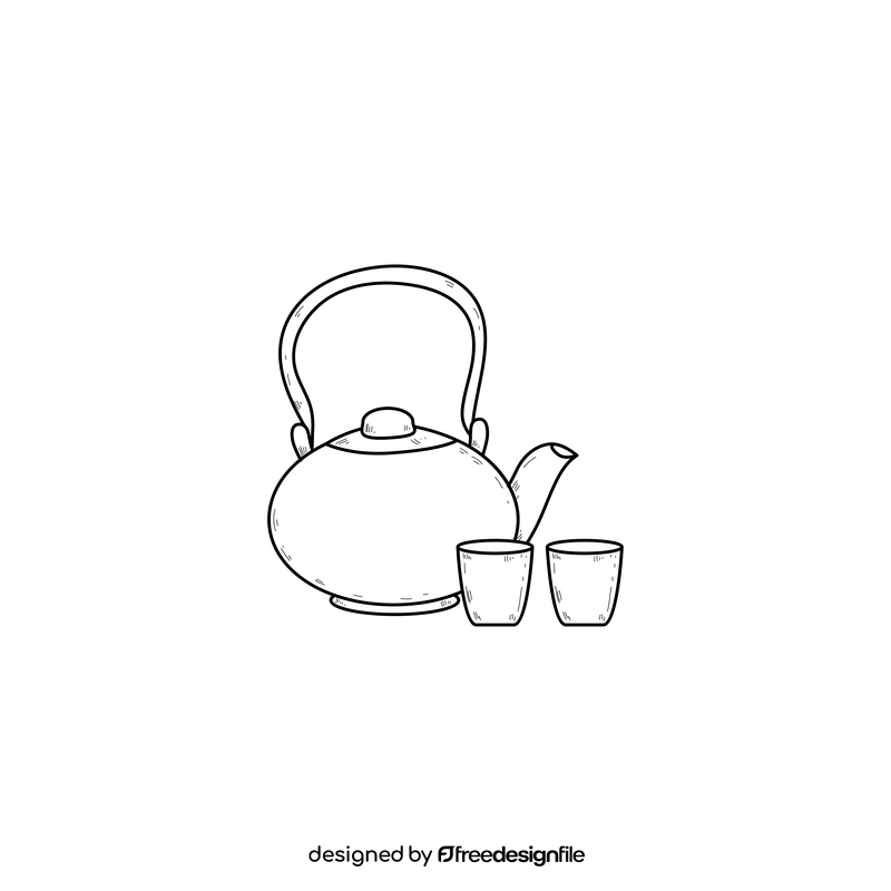 Chinese green tea drawing black and white clipart