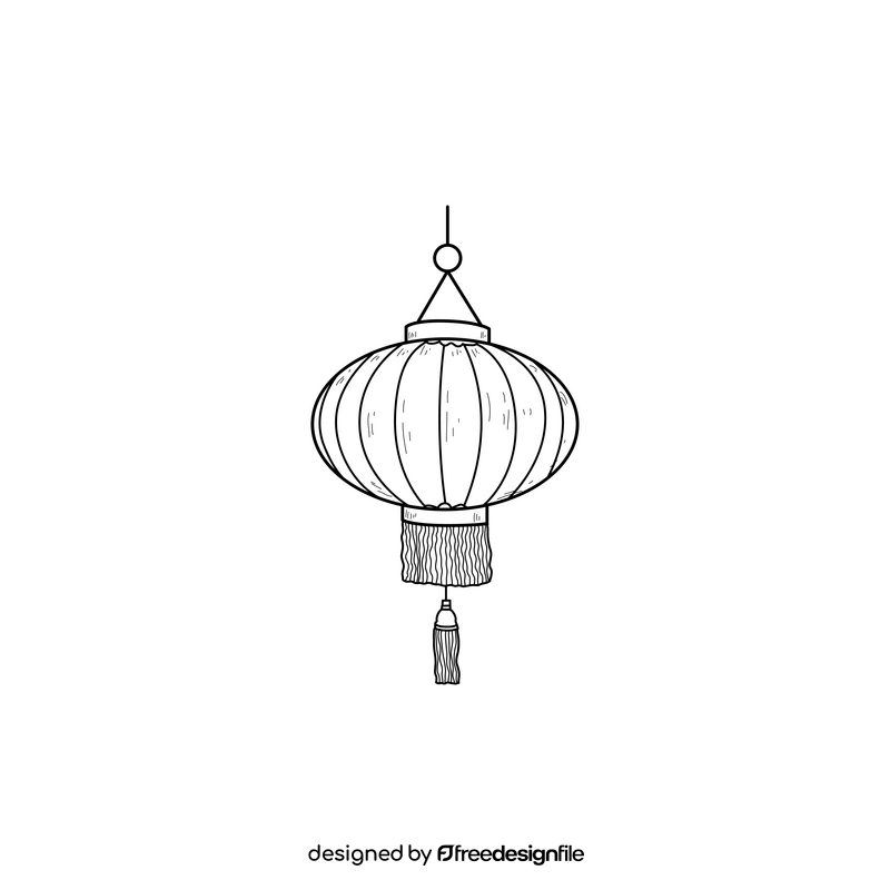 Chinese lantern drawing black and white clipart