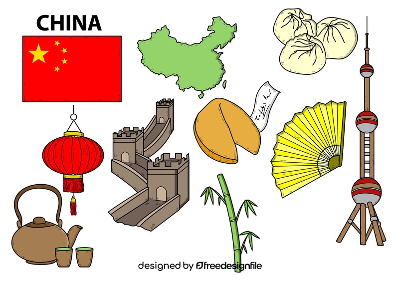 China drawing set vector