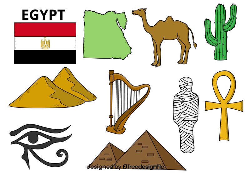 Egypt drawing set vector