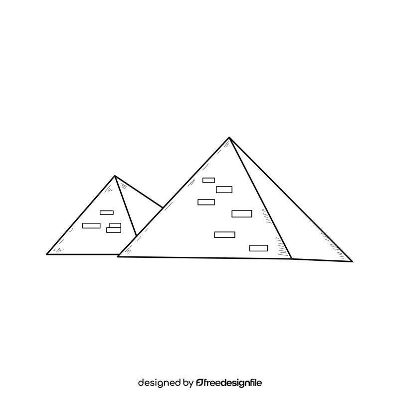Egyptian pyramids drawing black and white clipart