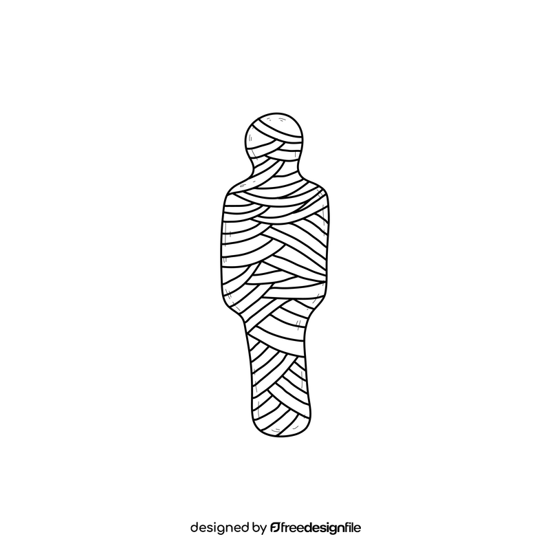 Mummy drawing black and white clipart