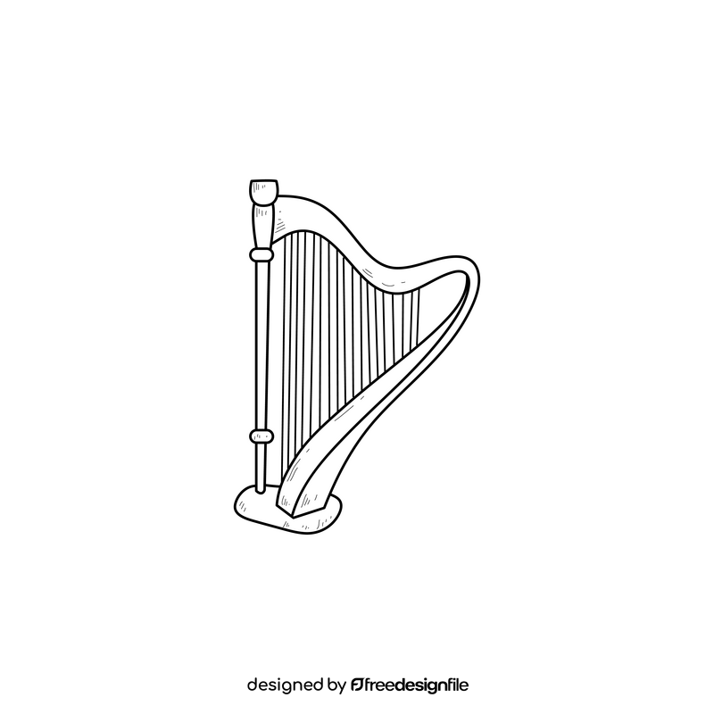 Harp drawing black and white clipart