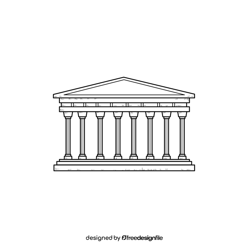 Acropolis of Athens drawing black and white clipart