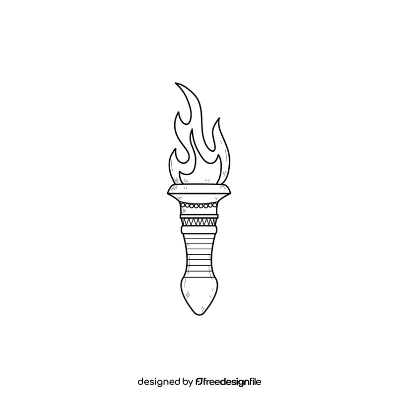 Torch drawing black and white clipart