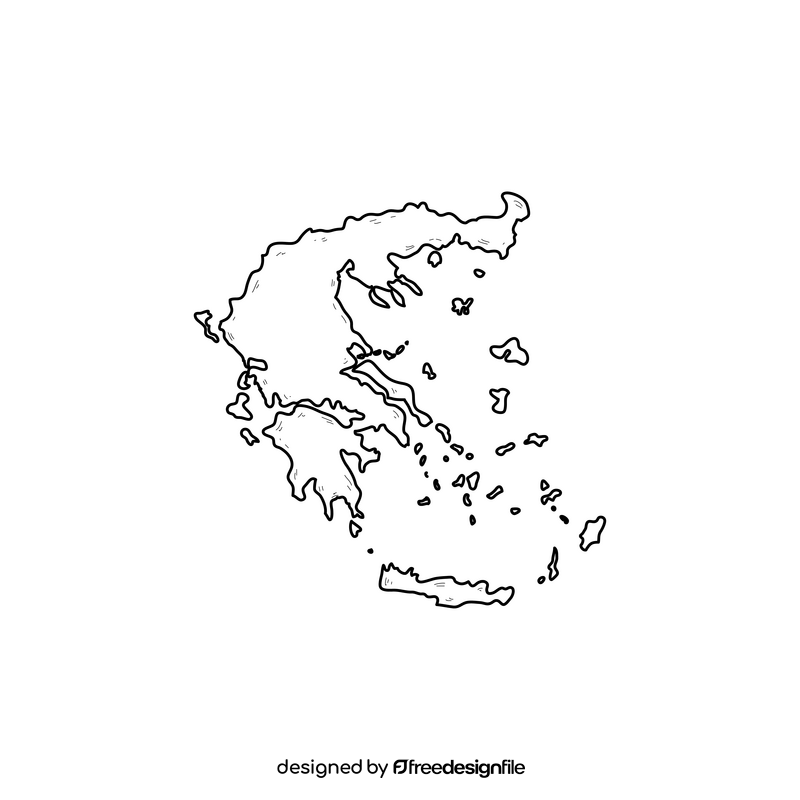 Greece map drawing black and white clipart