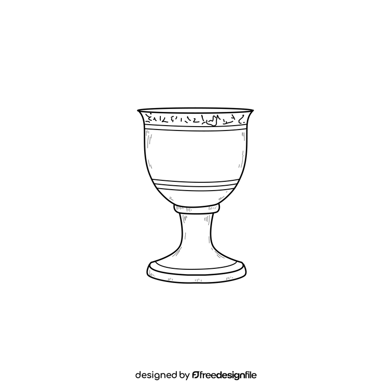 Ancient wine cup drawing black and white clipart