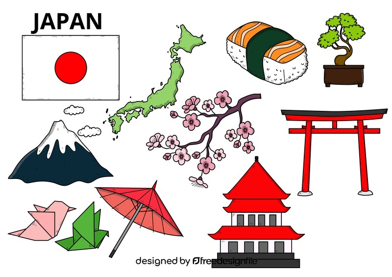 Japan drawing set vector