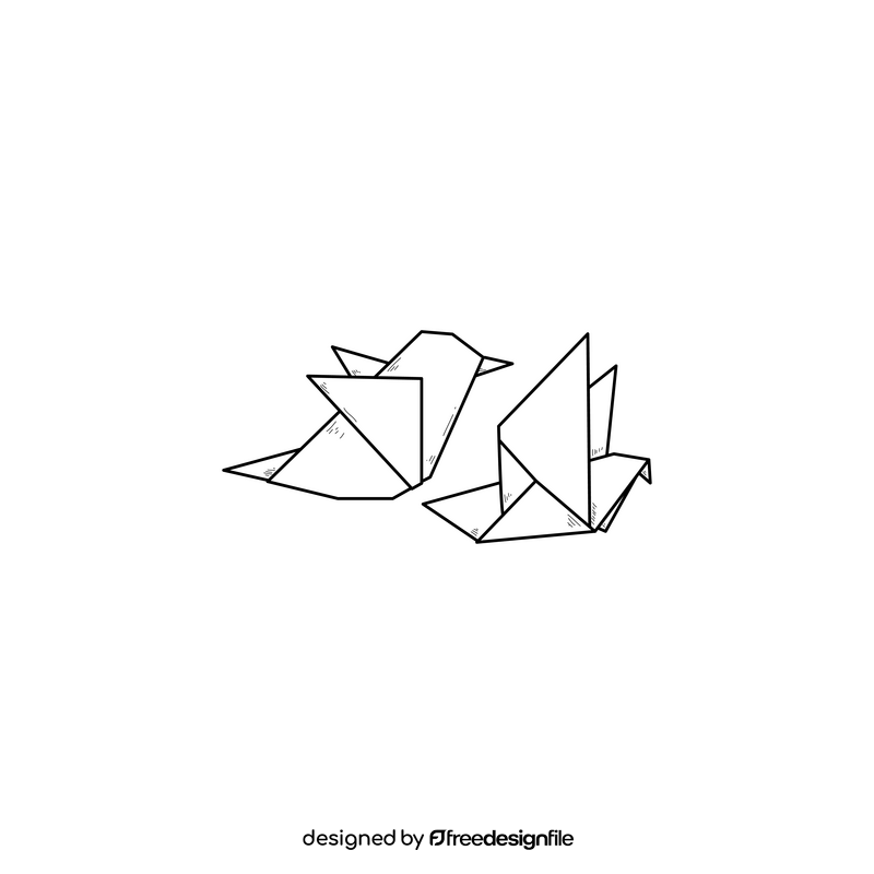 Origami drawing black and white clipart