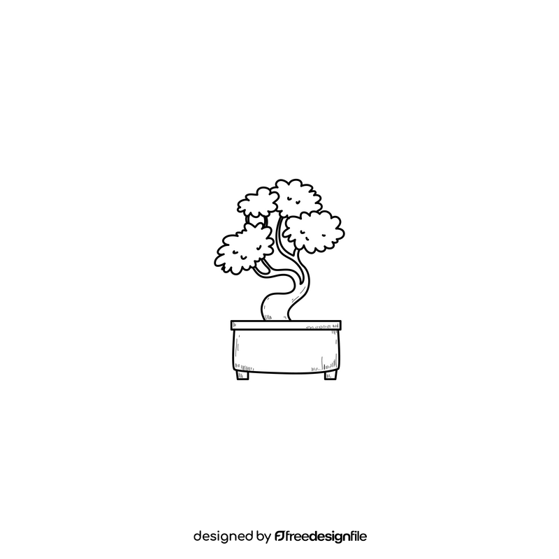 Bonsai tree drawing black and white clipart
