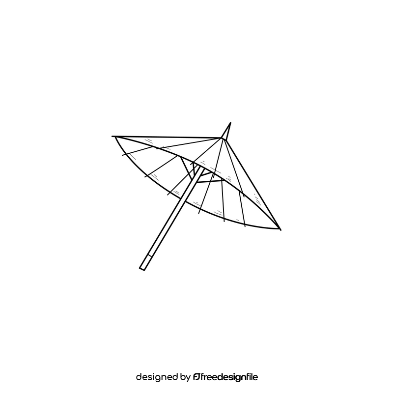 Oil paper umbrella drawing black and white clipart