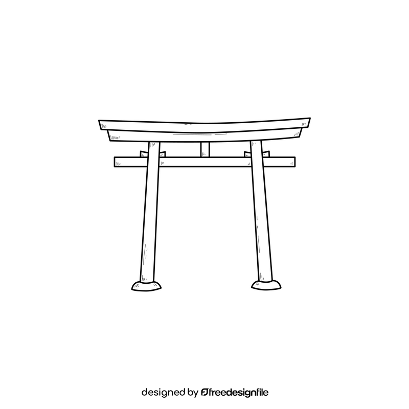 Torii gate drawing black and white clipart