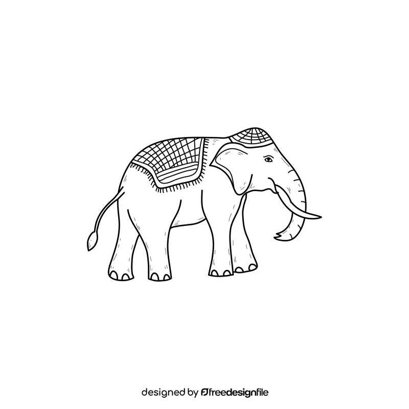 Thailand elephant drawing black and white clipart