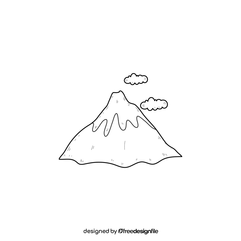 Mount Fuji drawing black and white clipart