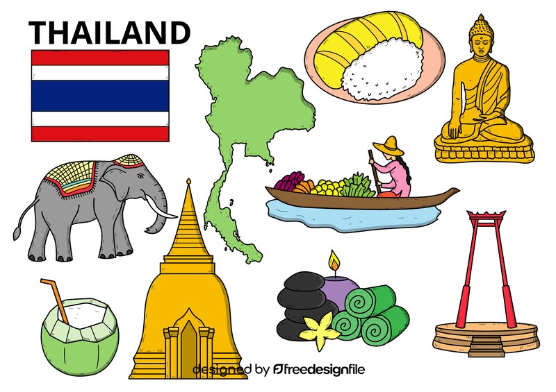 Thailand drawing set vector
