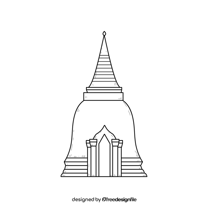 Stupa drawing black and white clipart