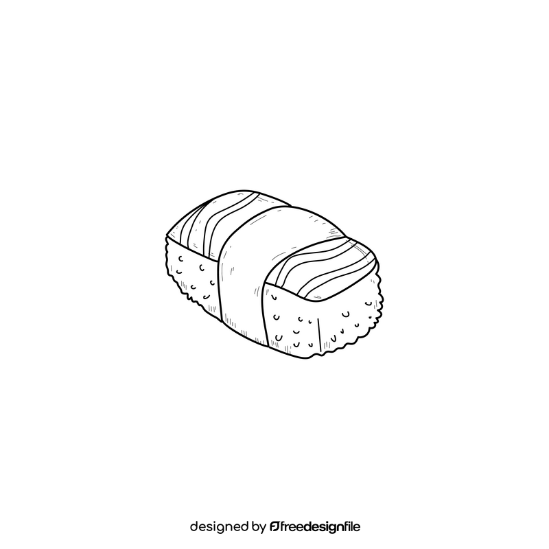 Japanese sushi drawing black and white clipart