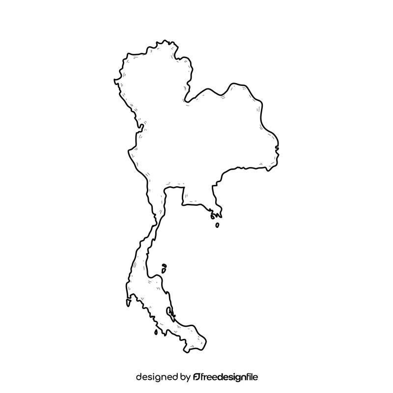 Thailand map drawing black and white clipart