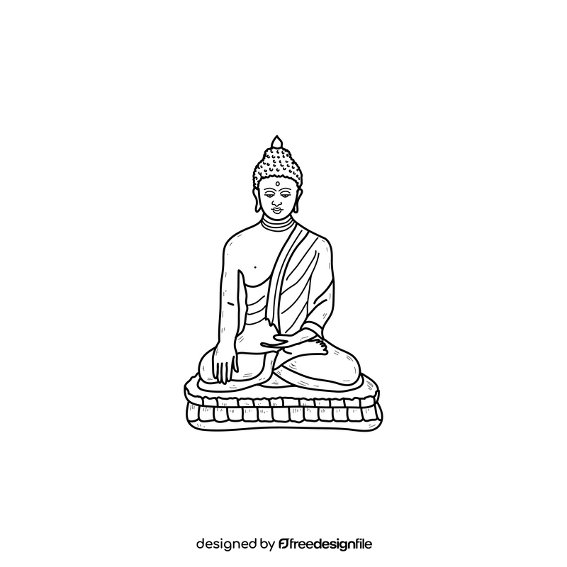 Statue of Lord Buddha drawing black and white clipart