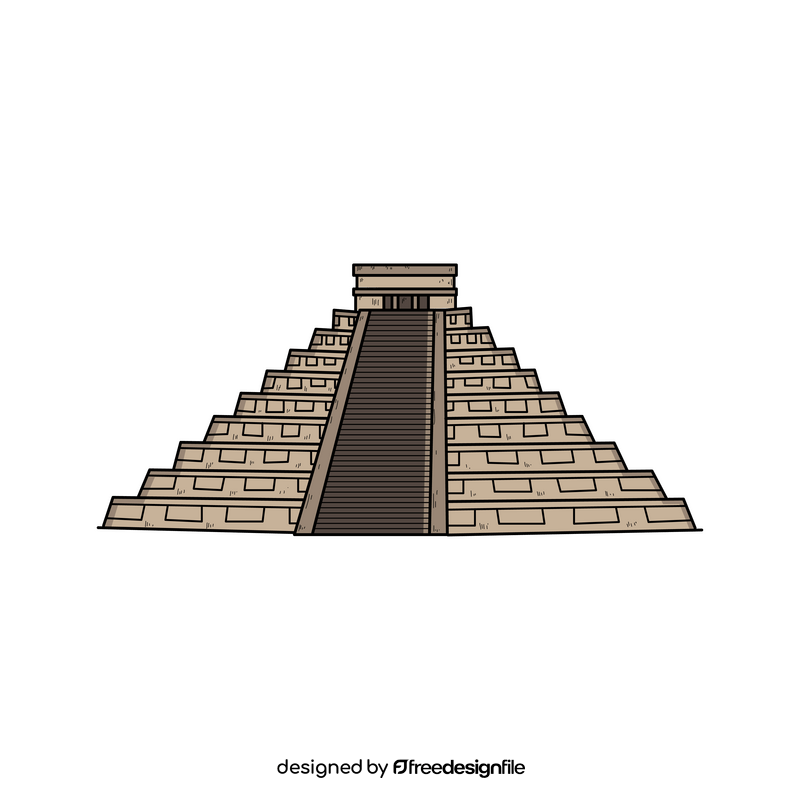 El Castillo, Chichen Itza, Mayan temple drawing clipart