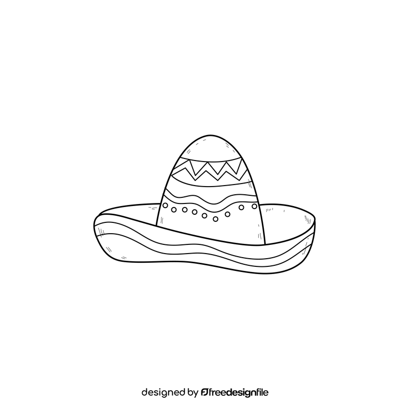 Sombrero drawing black and white clipart