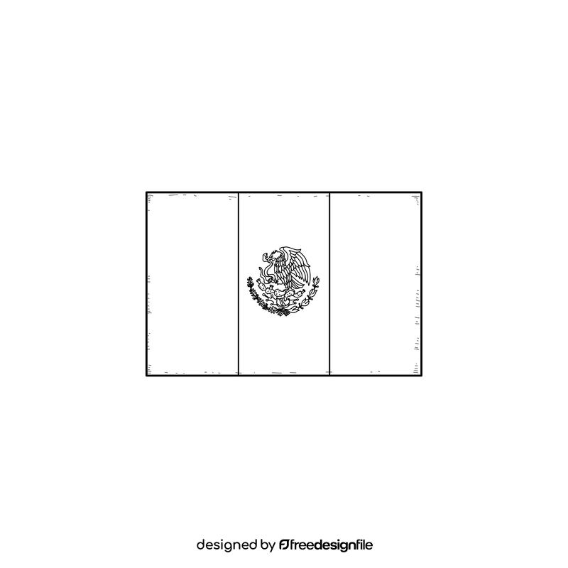 Mexico flag drawing black and white clipart