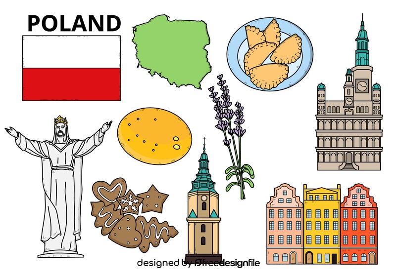 Poland drawing set vector
