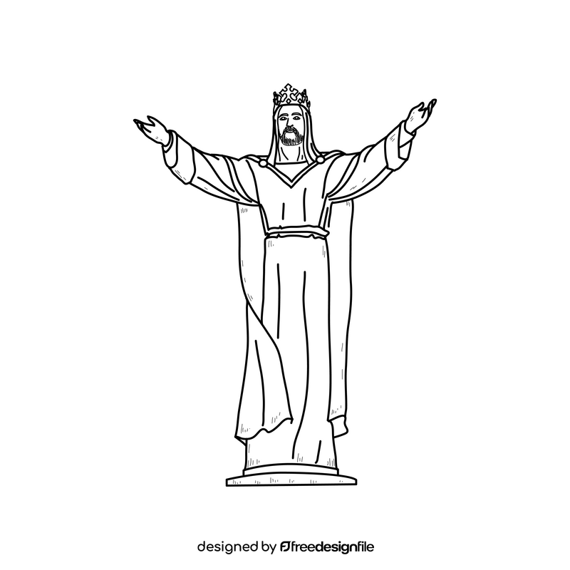 Christ the King Statue drawing black and white clipart