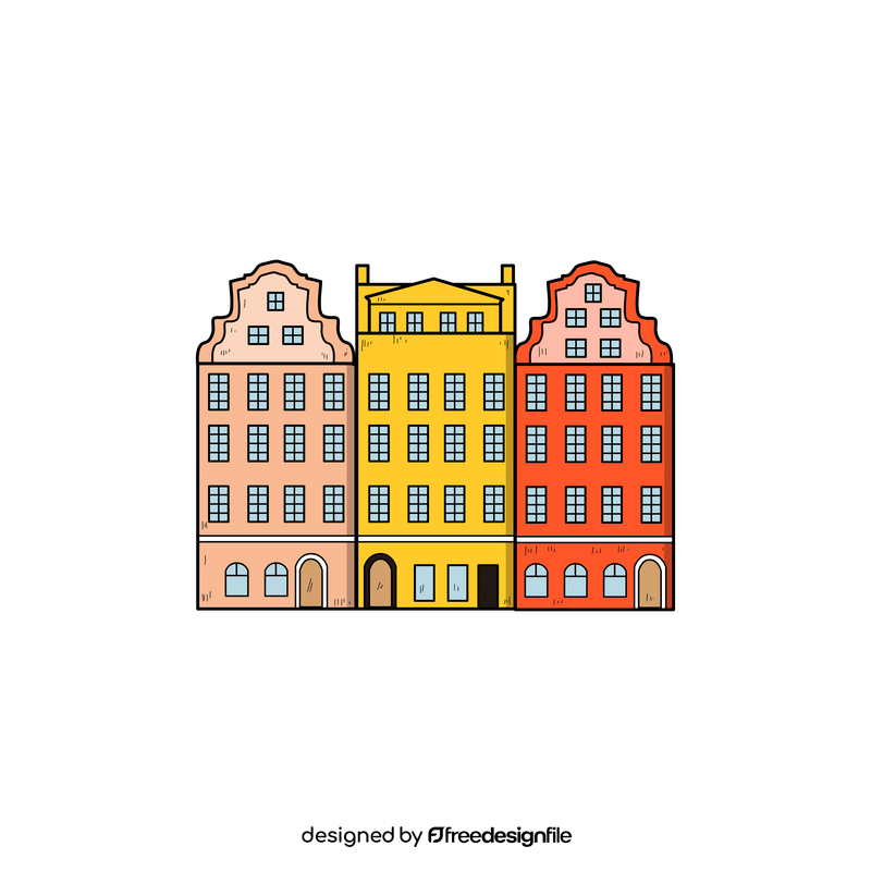 Colorful Wroclaw houses drawing clipart