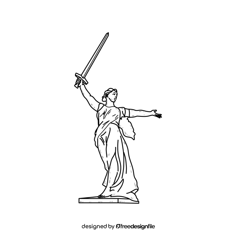 The Motherland Calls statue drawing black and white clipart