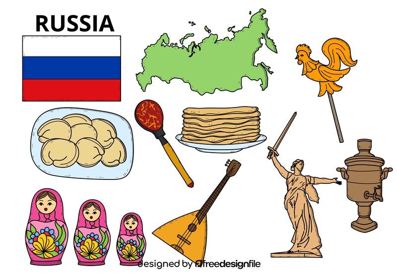 Russia drawing set vector